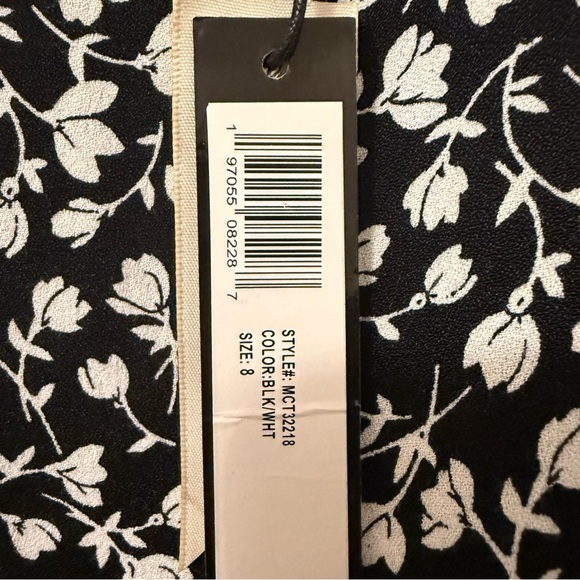 Catherine Malandrino NWT Ditsy Floral Print Midi Length Skirt Size 8 Black White - Picture 10 of 10